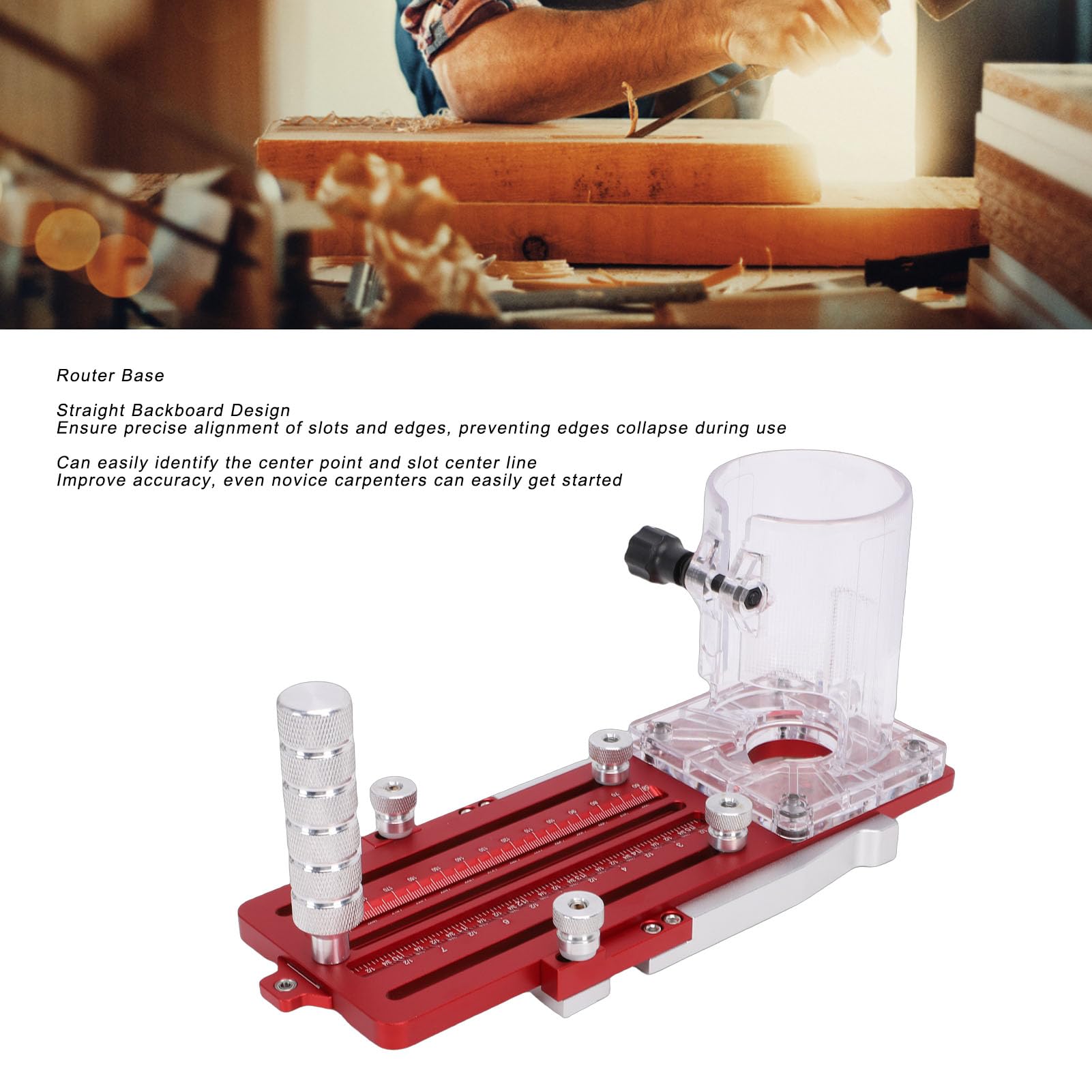 Luocute Base per Fresa per Legno, Guida Multifunzionale per Scanalatura del Router in Lega di Alluminio con Scala Precisa e Backplane Dritto, per la Lavorazione del Legno, Rifilatura,