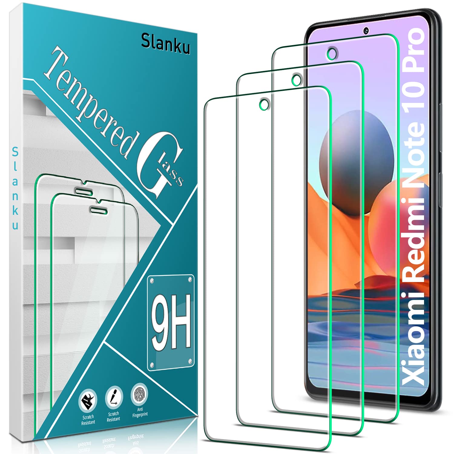 Vsjnk Pellicola Protettiva Compatibile con Xiaomi Redmi Note 10 Pro/Note 10 Pro Max Vetro Temperato,3 Pezzi Protezione Schermo 3 Pezzi Pellicola Protettiva Fotocamera Anti Impronta Anti Graffio