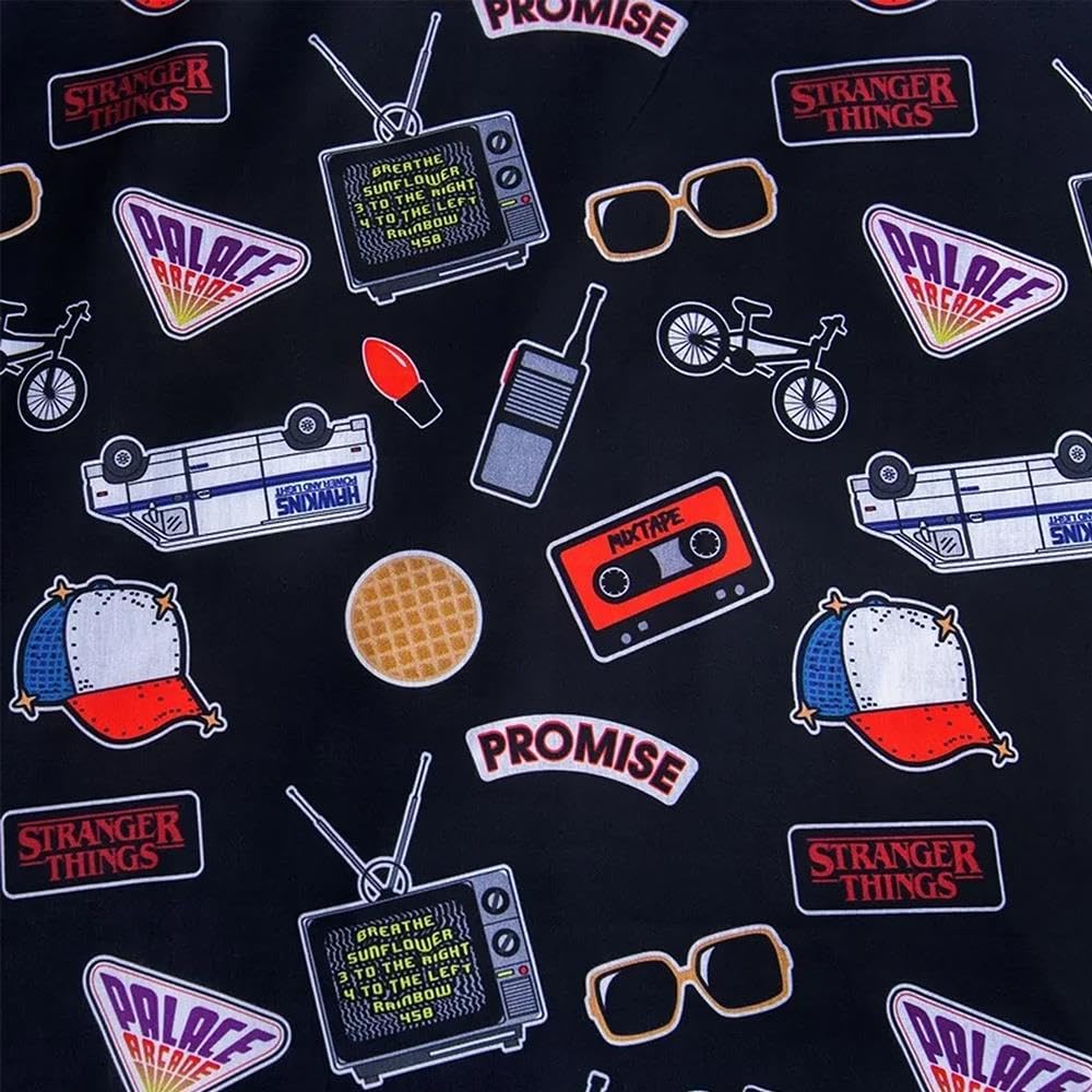 Jerry Fabrics Stranger Things - Juego de funda nórdica individual y funda de almohada con diseño de cabeza boca abajo, tamaño europeo para niños, adolescentes, fans en colores negro y rojo