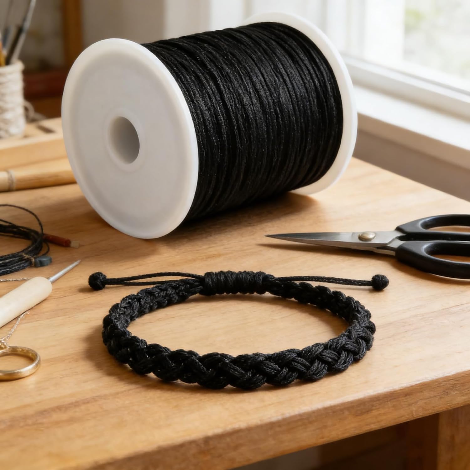Satin Nylon Cord, 328 Feet 2 mm Silky Nylon Rattail Cord for Jewelry Making, Necklaces and Beading Macrame Bracelets, Braided Necklaces, Chinese Knotting, Arts and Crafts
