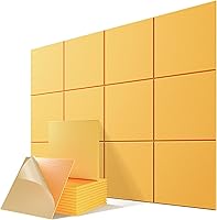 Vista 50 de Paquete de 6 paneles acústicos autoadhesivos, paneles de espuma de alta densidad a prueba de sonido de 12 x 12 x 0.4 pulgadas para paredes, paneles