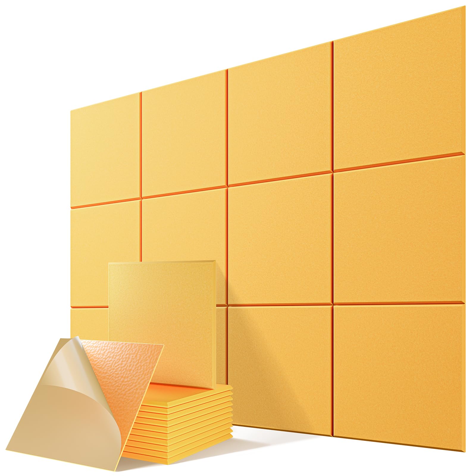 12 Pack Self-Adhesive Sound Proof Foam Panels for Walls 12"x12"x0.4" Fabric