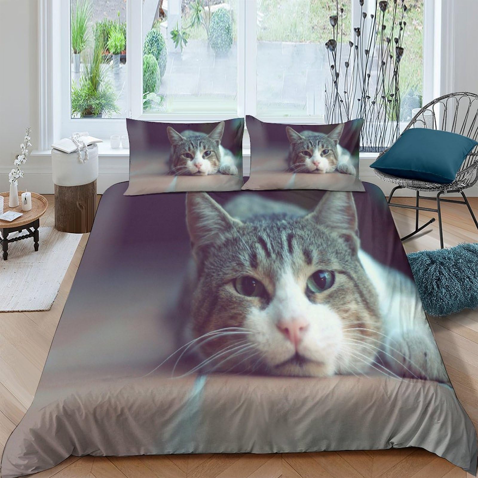 Parure de lit chat en microfibre pour une chambre cocooning et chaleureuse