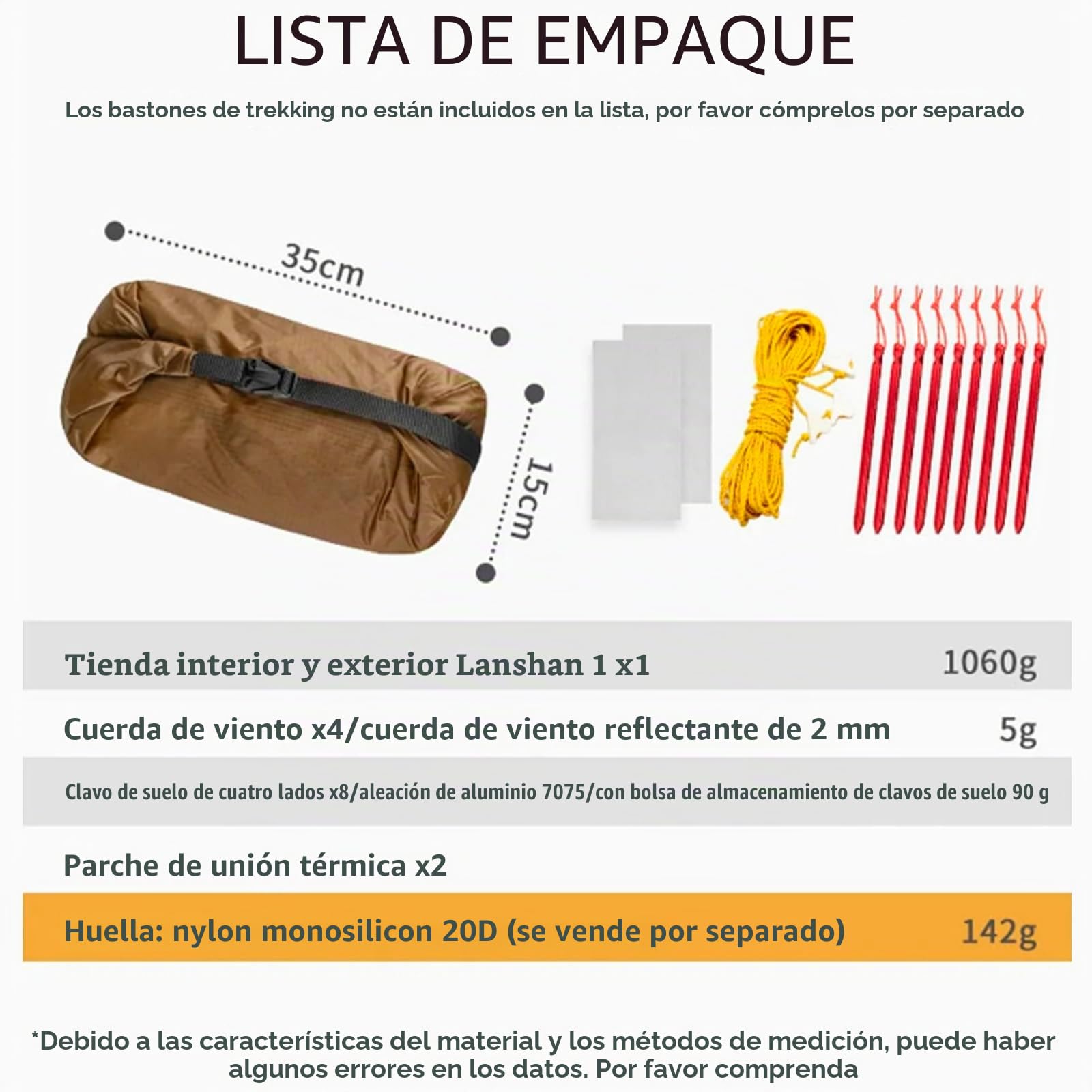 3FULGEAR Lanshan 2 - Tienda de campaña Ultraligera para 2 Personas, 3/4 Estaciones, 15D Silnylon sin Varilla, para Camping, Senderismo y montañismo
