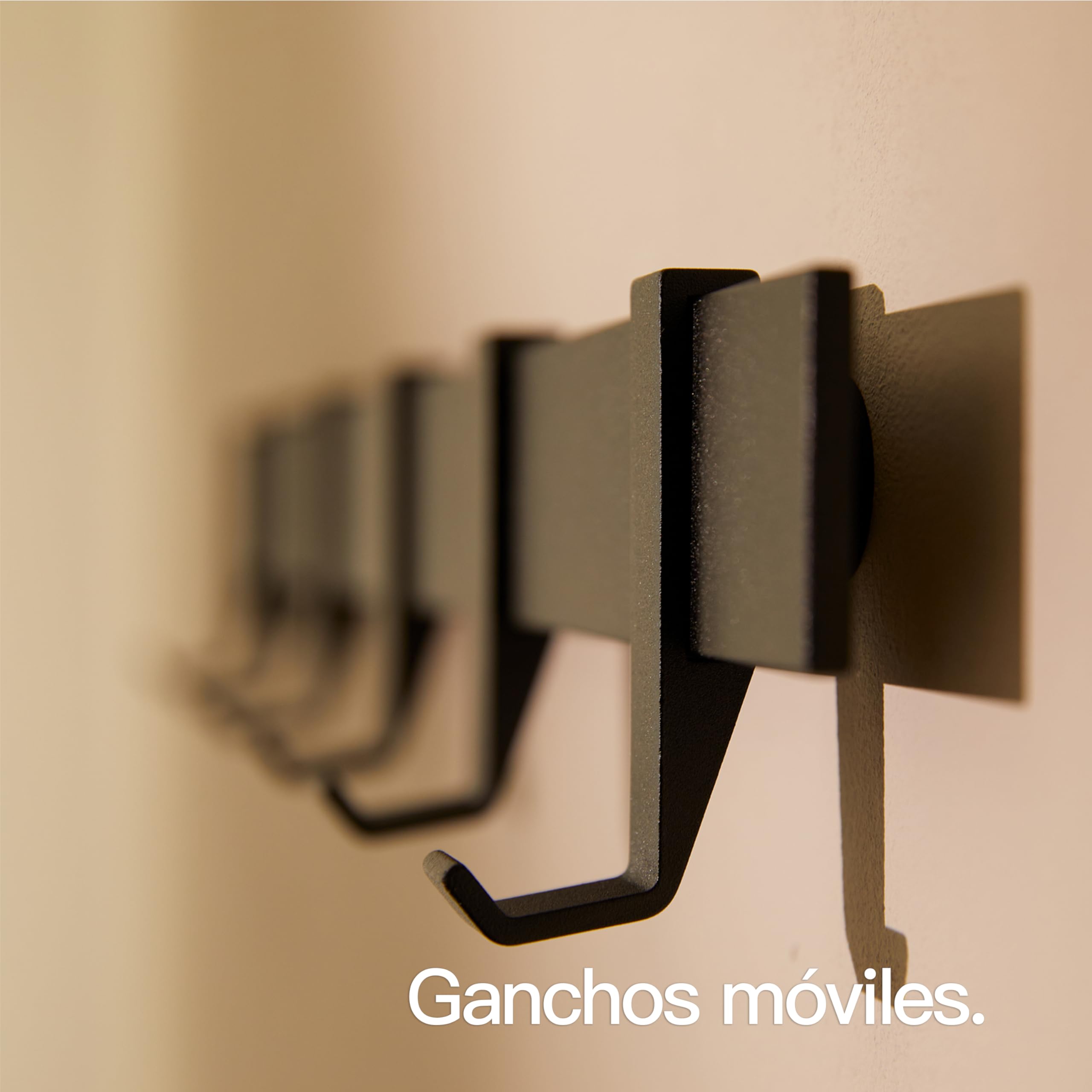 Design Hamburgo Perchero de Pared I Moderno Colgador de Pared para Abrigos I Percheros de Pared con Ganchos de Metal Móviles I Perchero Entrada Recibidor | 58 cm | Negro Mate