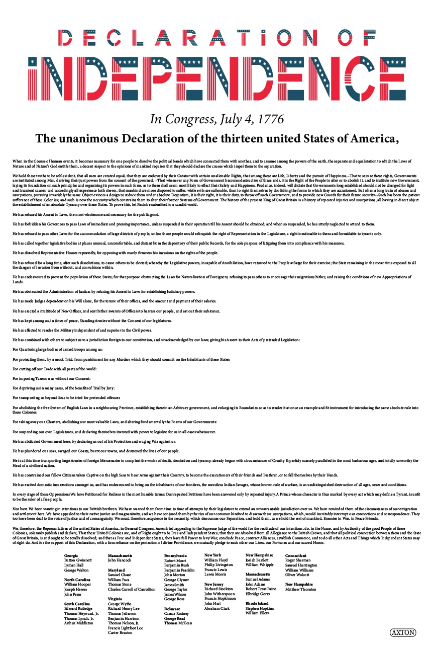 AxtonUS Declaration of Independence Poster (12" x 18")