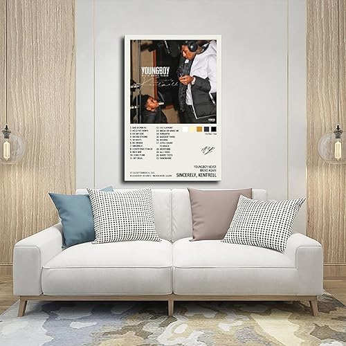 Miniatura 5 de TOBIANG Póster de Youngboy con diseño de Sincerely Kentrell, con portada de álbum de música, firmado, limitado, póster de lienzo para decoración de