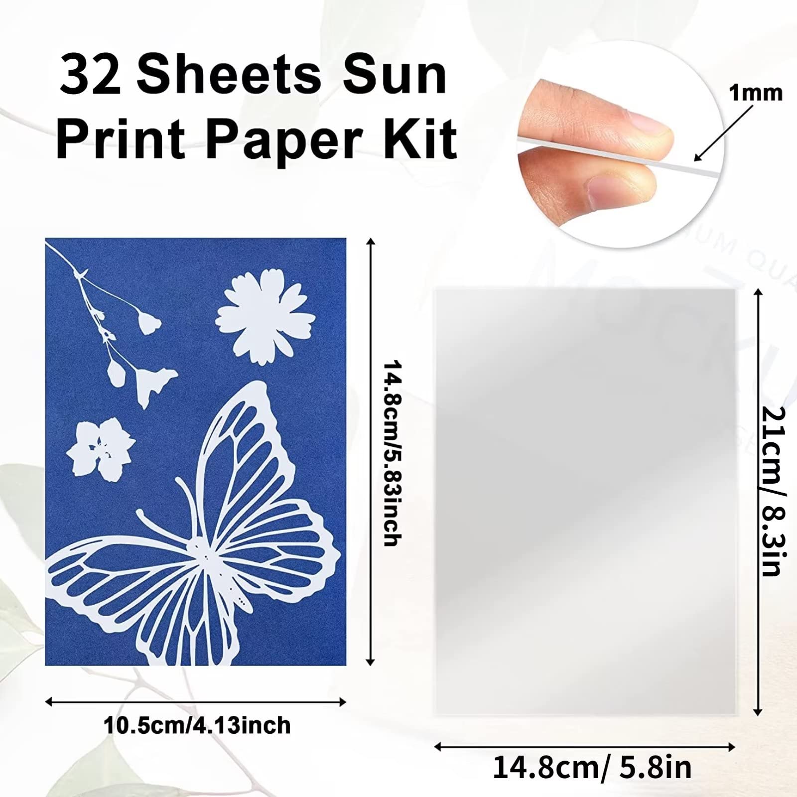 runrayay Cyanotype Sun Print Paper Kit, 32 Sheets Cyanotype Papers with 1 Sheet Acrylic Panel - Image 2