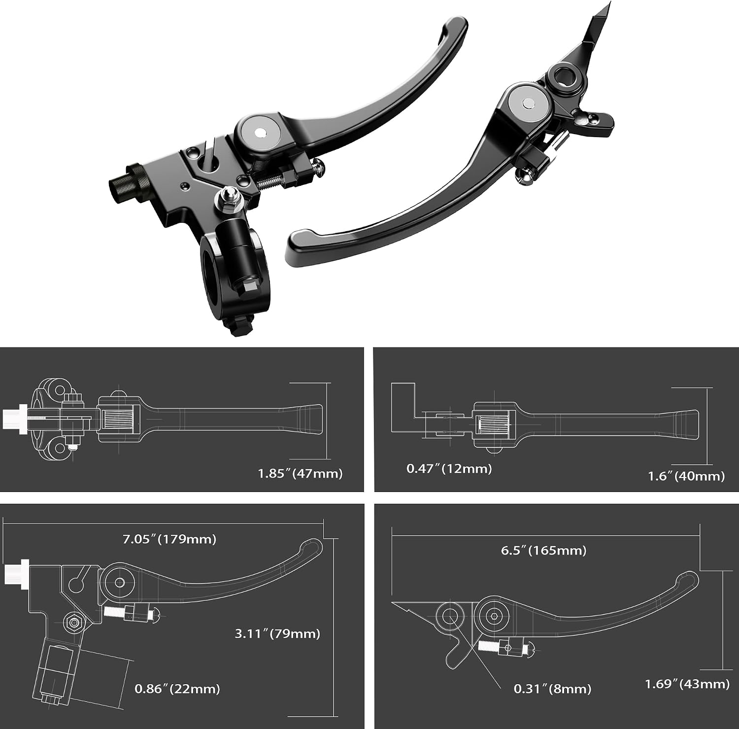 WEIYINGSI Folding Clutch Brake Handle Levers Replacement Fit for 22mm 7/8inch Handlebar - for 110cc 125cc 140cc Pit Dirt Bike Motocross - Aluminum Hand Grips - Motocross ATV Parts & Accessories