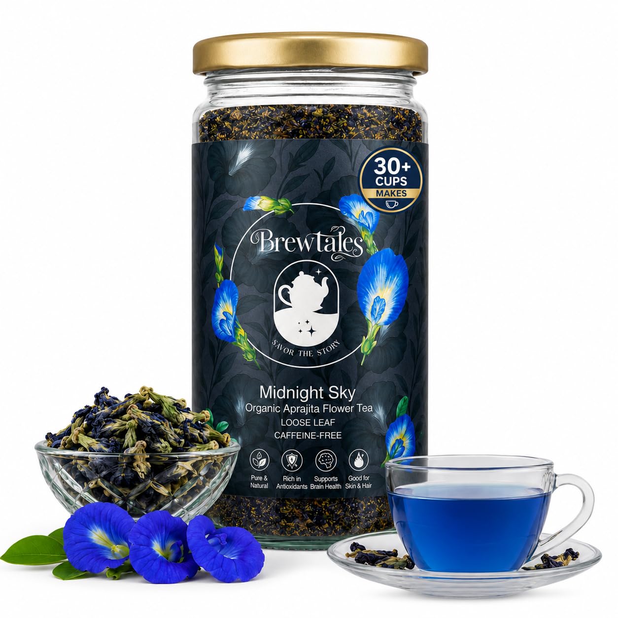 Brewtales Midnight Sky Butterfly Pea Flower Tea | 100% Pure