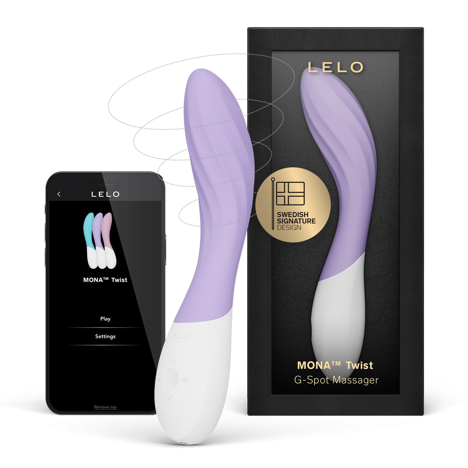 LELO Mona Twist - App-Controlled G-Spot Vibrator, 8 Settings, Lavender