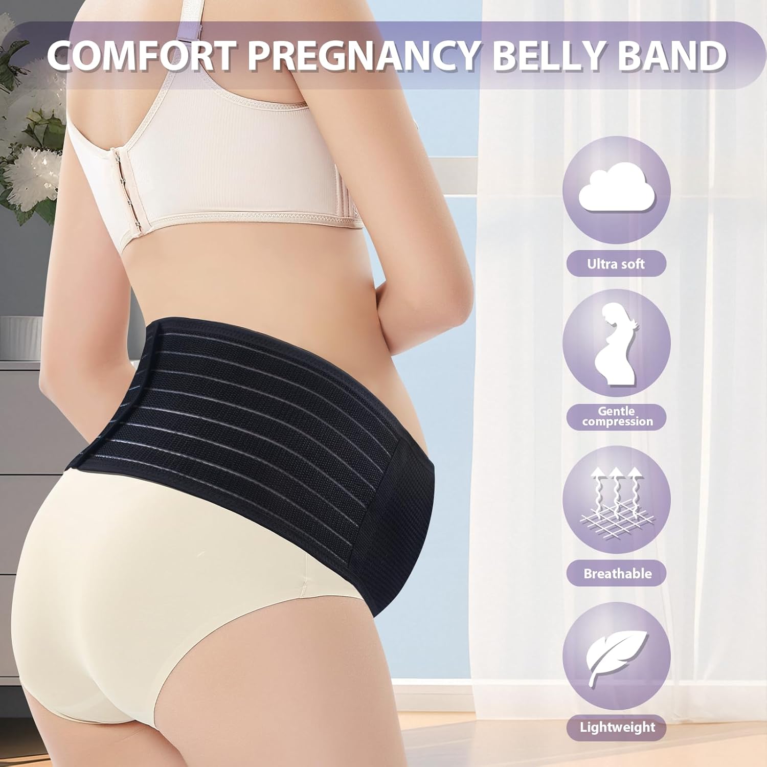 YANENAN Maternity Belly Bands for Pregnant Women, Adjustable and Breathable Pregnancy Belly Bands for Pelvic, Waist & Lower Back Relief, Pregnancy Must Have (One Size) - Image 2
