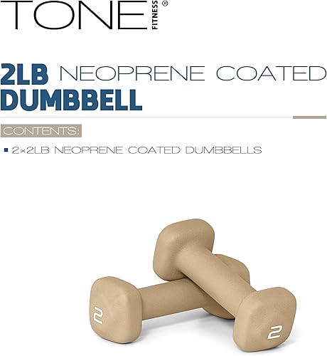 Miniatura 2 de Tone Fitness Neoprene Dumbbell Weight Pairs with Anti-Roll Square Head | Multiple Options