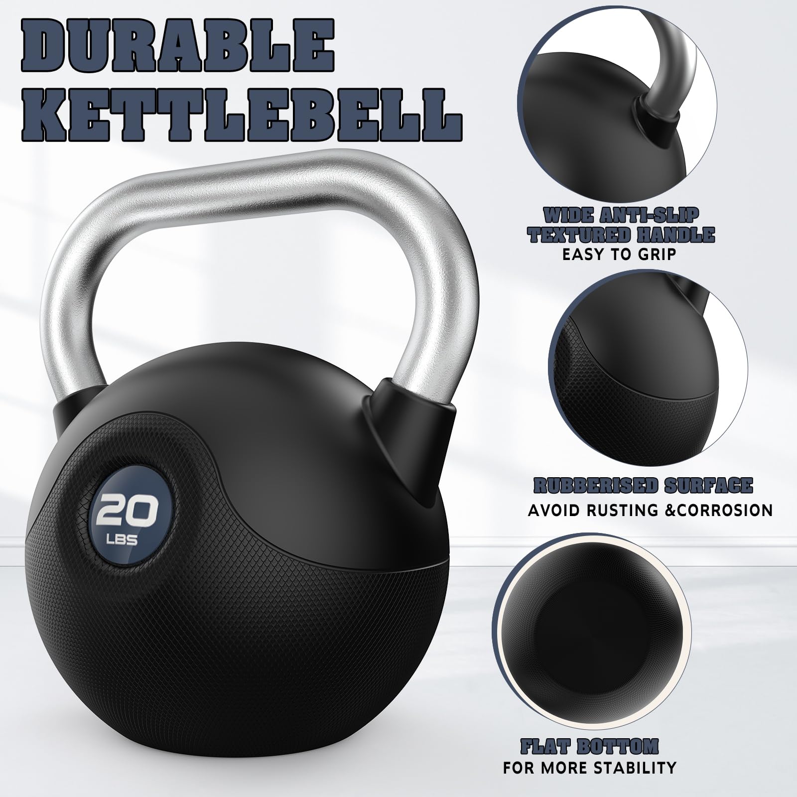 WINNOW kettlebells Set di pesi per l'allenamento della forza con impugnatura antiscivolo per l'allenamento di tutto il corpo, palestra domestica