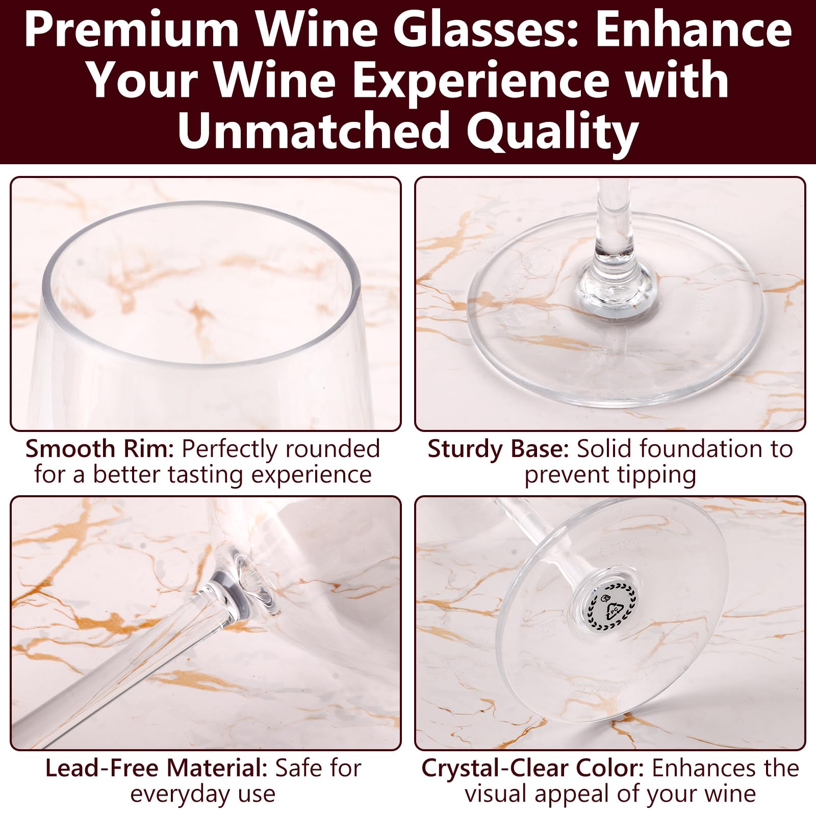JMIATRY 6 copas de vino reutilizables para PC, 580 ml, para camping, copas de vino tinto, irrompibles, reutilizables, para caravanas, fiestas en la piscina, fiestas en el jardín, festivales y picnics