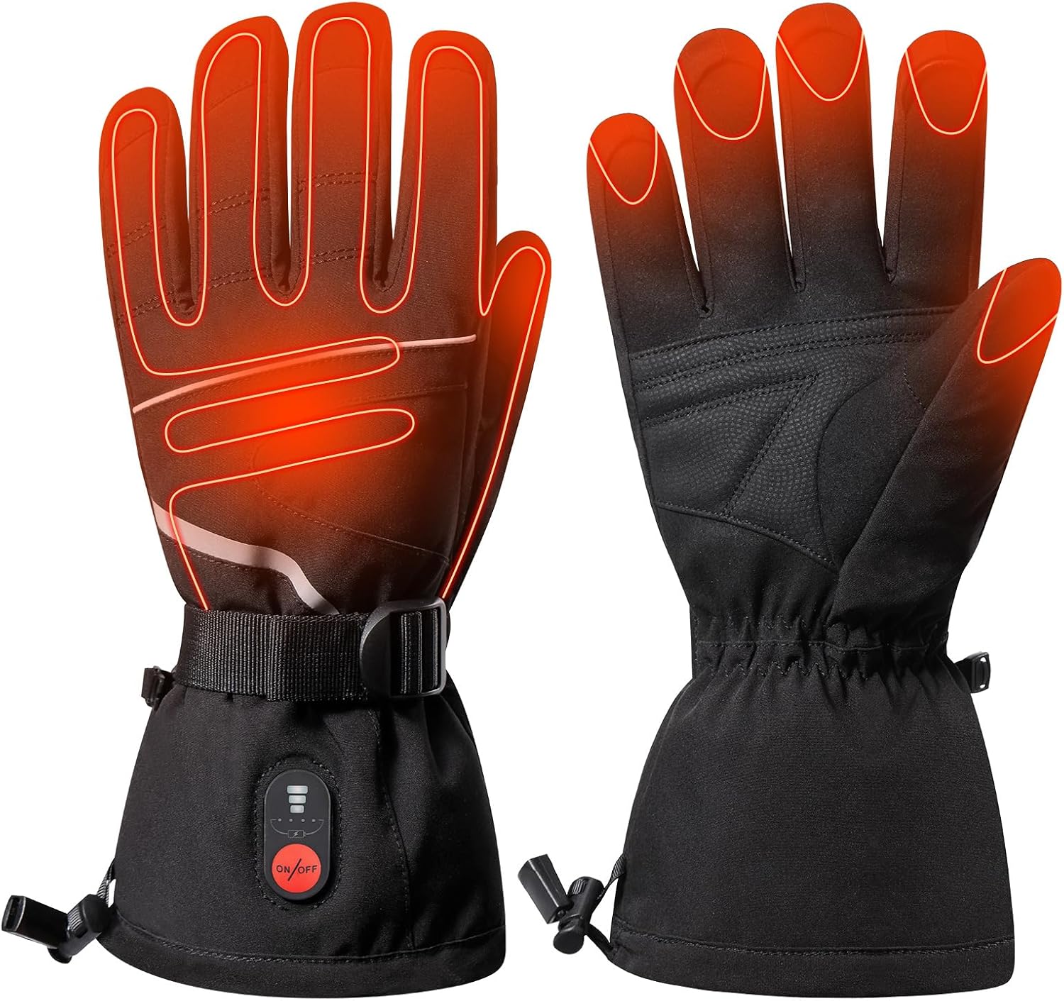 Heated Gloves for Men & Women, 7.4V Rechargeable Battery Powered Electric Ski Gloves, Insulated Water-Resistant Windproof Touchscreen Winter Gear for Skiing, Working, and Outdoor Activities