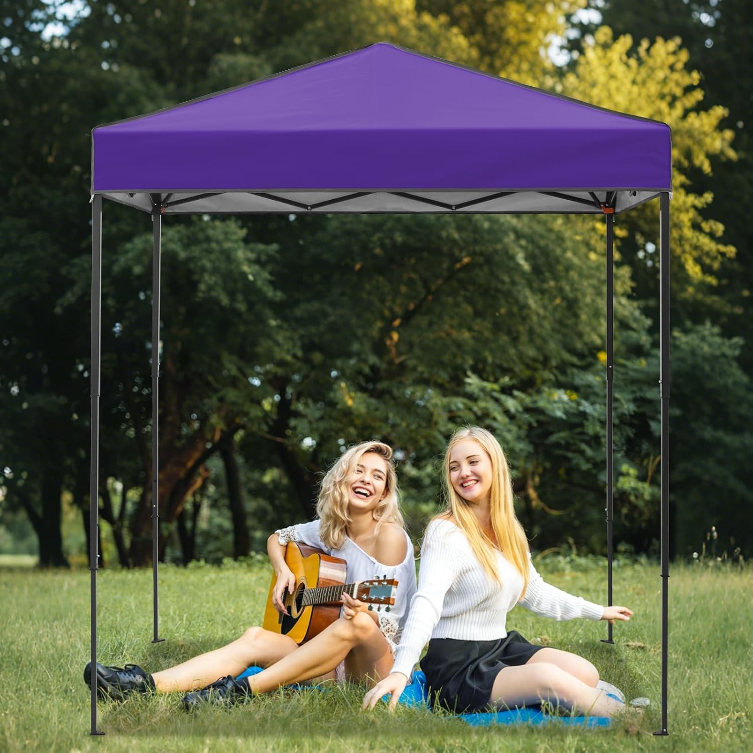 EAGLE PEAK 6x4 Instant Pop Up Canopy Tent, Straight Leg Sun Shelter, Portable Canopy with Carry Bag for Camping, Beach & Sports, Purple