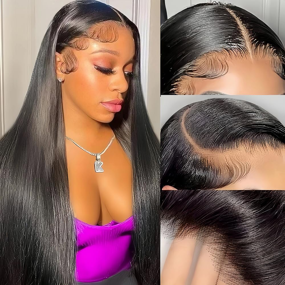 13×6 Lace Front Wigs Human Hair 22 Inch Straight HD Transparent Lace Front Wigs Human Hair Pre Plucked Natural Color 200 Density With Baby Hair for Women