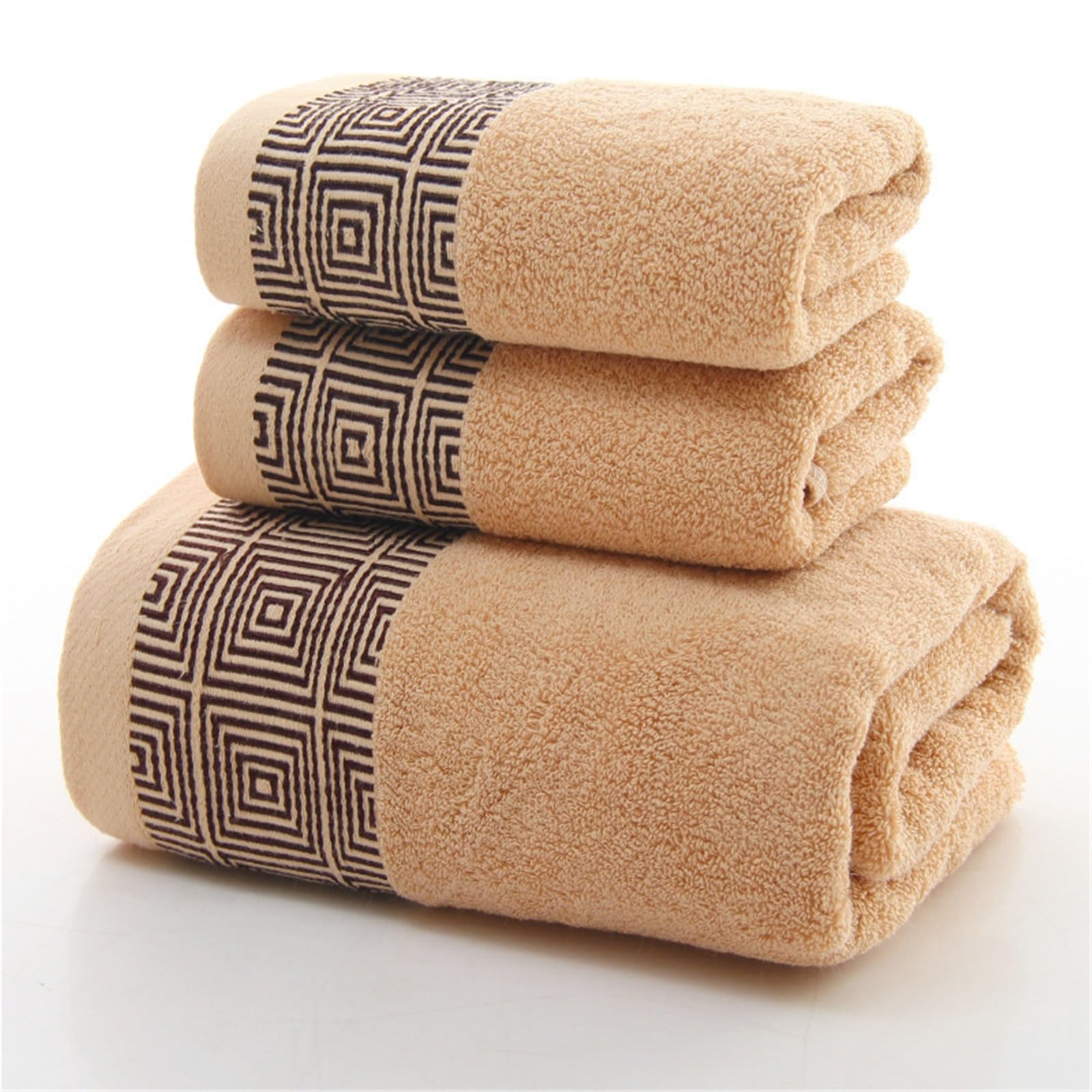Toallas de baño de algodón EDQPLL para ducha y lavabo set de 3 piezas marrón