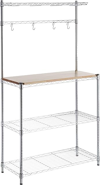Amazon Basics Baker's Rack, Wood/Chrome