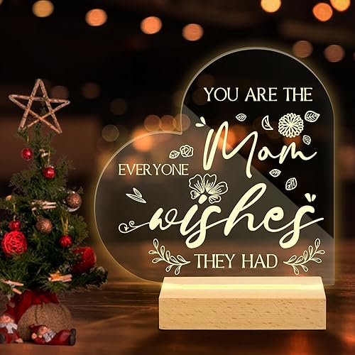 Luz nocturna acrílica de regalo para mamá de hija e hijo, mejor regalo de cumpleaños para mamá, luz nocturna, regalo de luz acrílica para mamá en el
