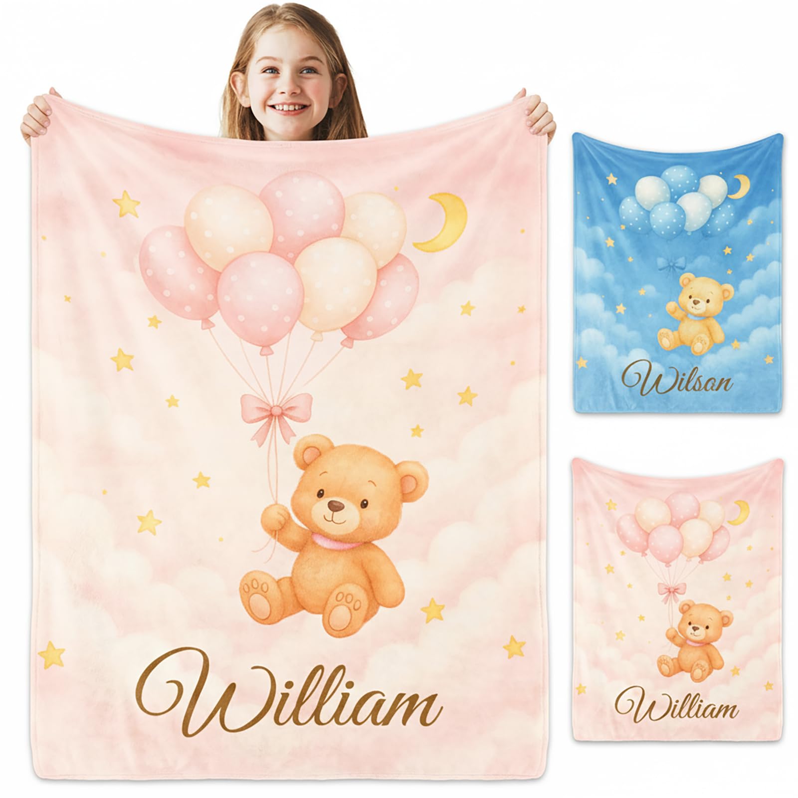 Personalized Baby Blanket with Name, Customized Baby Blankets for Girls