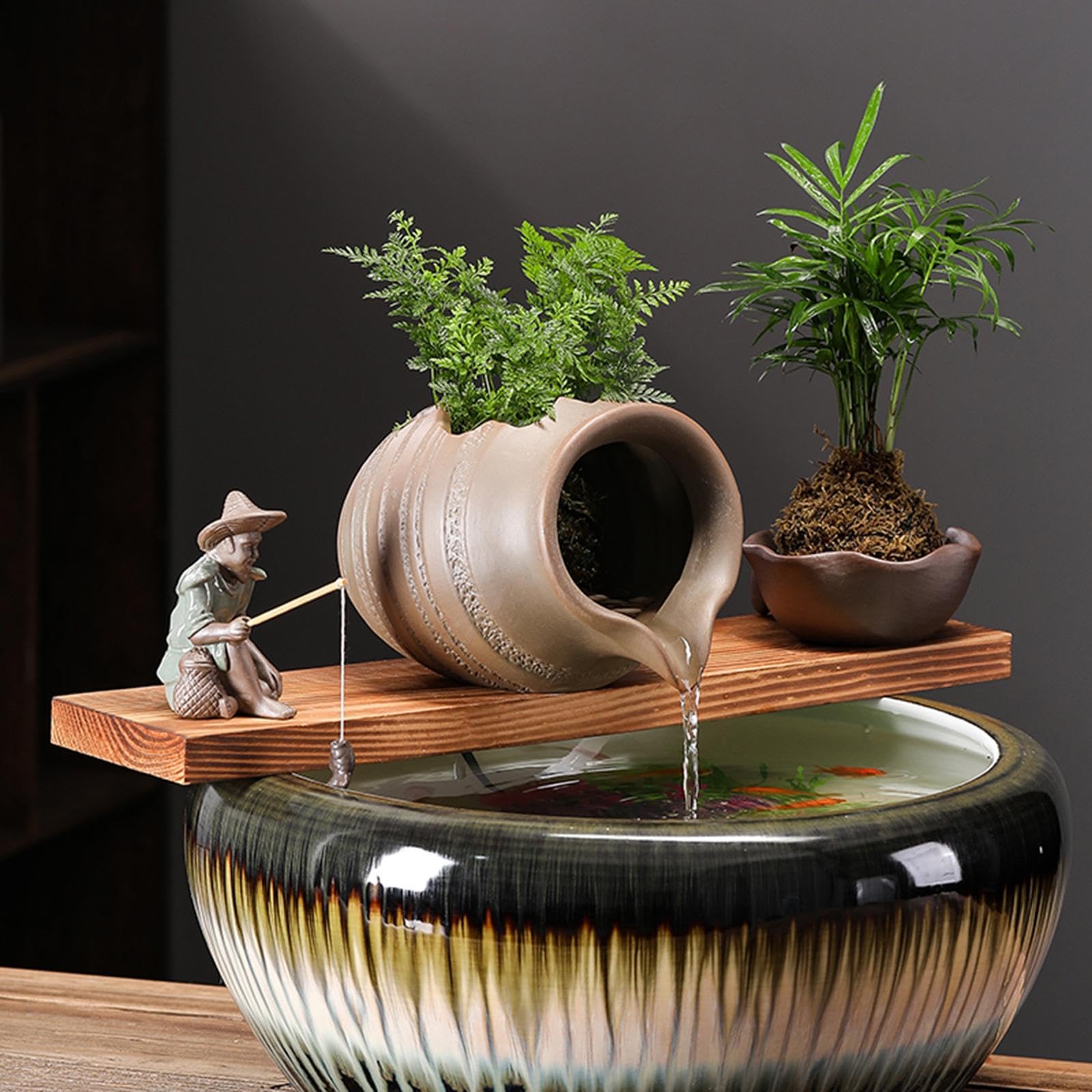 Fountain Jar Cave Water Dispenser Fountain Jar for Courtyard Landscape Decor Green | Home & Garden | Home D?©cor | Indoor Fountains-image-12