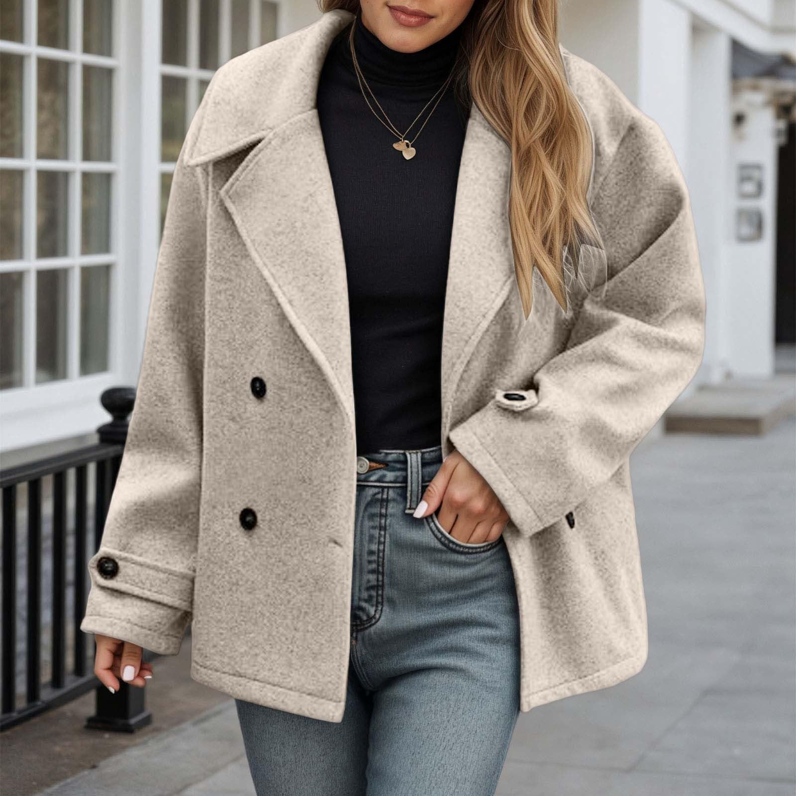 Trenchcoat Damen Kurz Jacke Frühling Mantel Business Wollmantel Wasserdicht Leicht Bolero Atmungsaktiv Windjacke Kurzer Freizeit Vintage