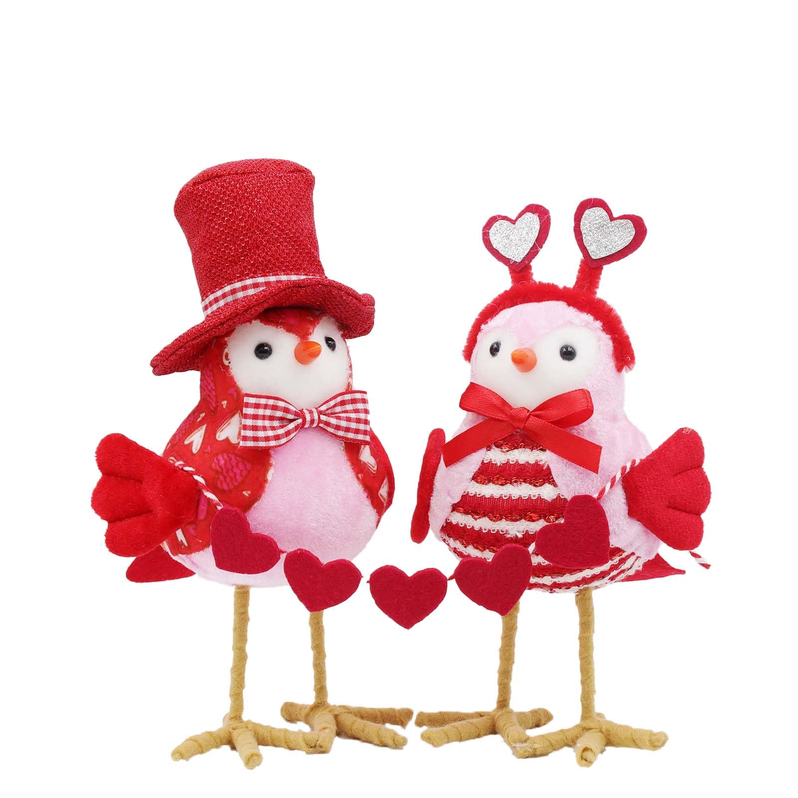 Leafwhis Silver 2Pcs Valentine’s Day Bird Figurines - Ceramic Love Birds Decor For Home, Tabletop Shelf Decorations, Cute Valentine’s Day Décor, Mantel And Tiered Tray Standing Figurines, Romantic Novelty Gift