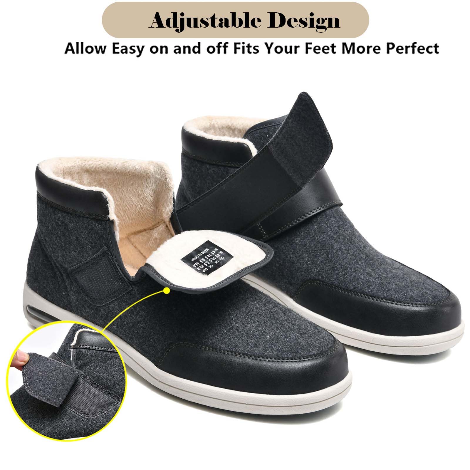 Scarpe Diabetiche Uomini,Caldo Inverno Sportive da Ortopediche Eversione del Pollice Comfort Regola Le Scarpe da Passeggio