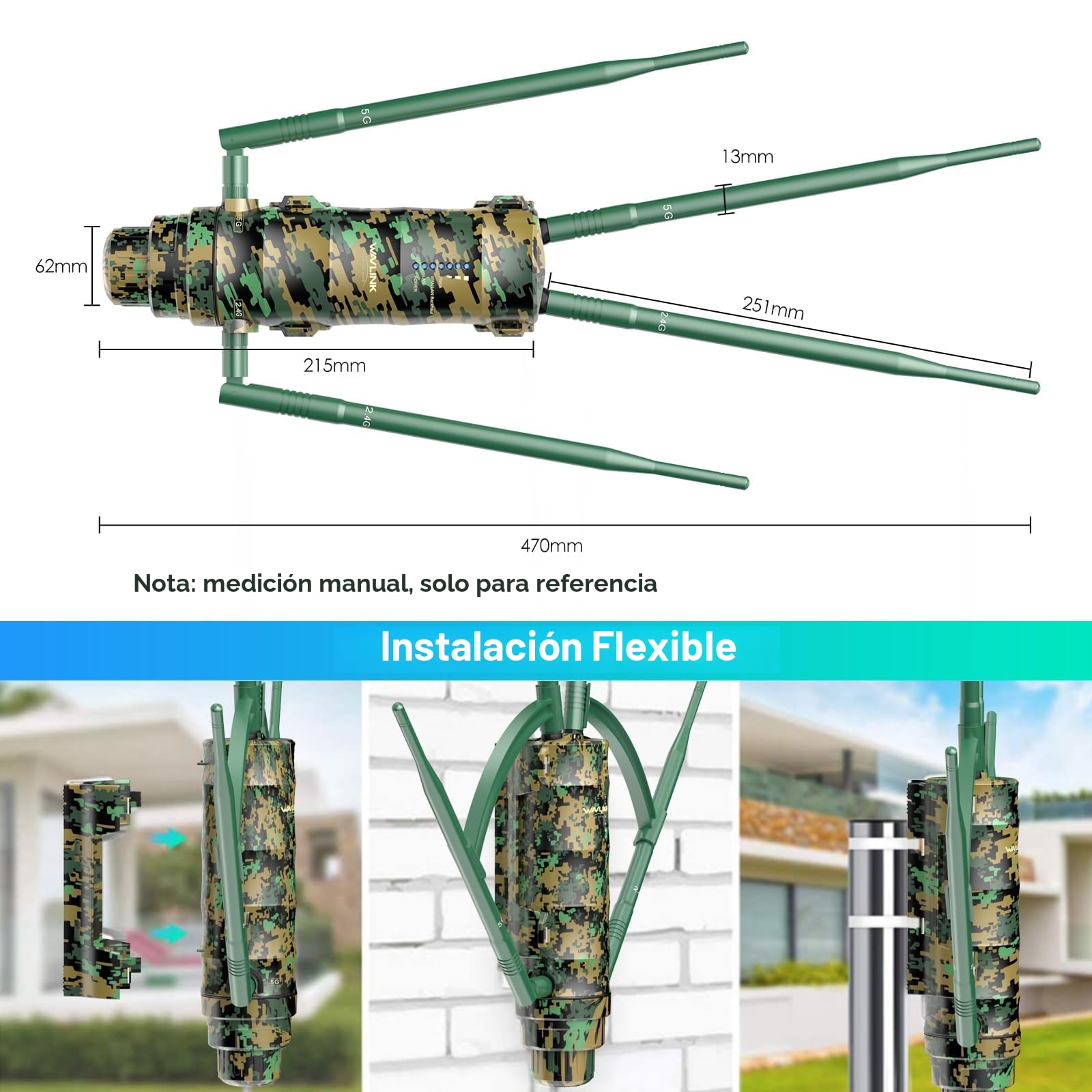 WAVLINK AC1200 Punto de Acceso Inalámbrico de Largo Alcance, Resistente a la Intemperie con Alimentación PoE Exterior, 2 Puertos Gigabit, Soporta Modos Router/Ap/Repetidor para Garaje, Camping, RV