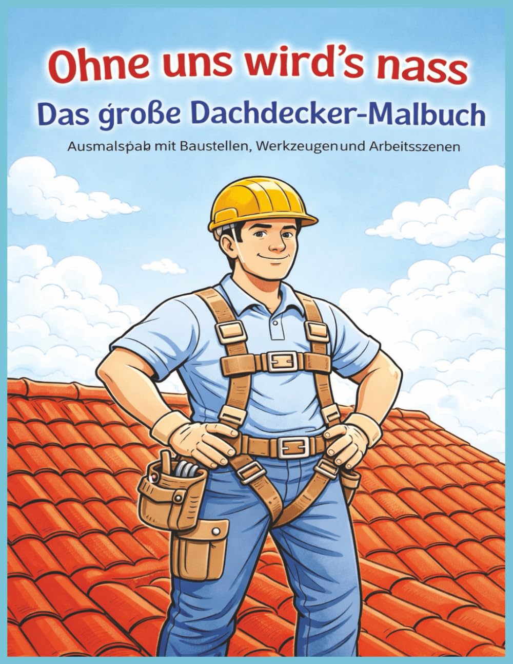 Ohne uns wird’s nass – Das große Dachdecker-Malbuch: Malvorlagen rund ums Handwerk – Ausmalspaß mit Baustellen, Werkzeugen und Arbeitsszenen