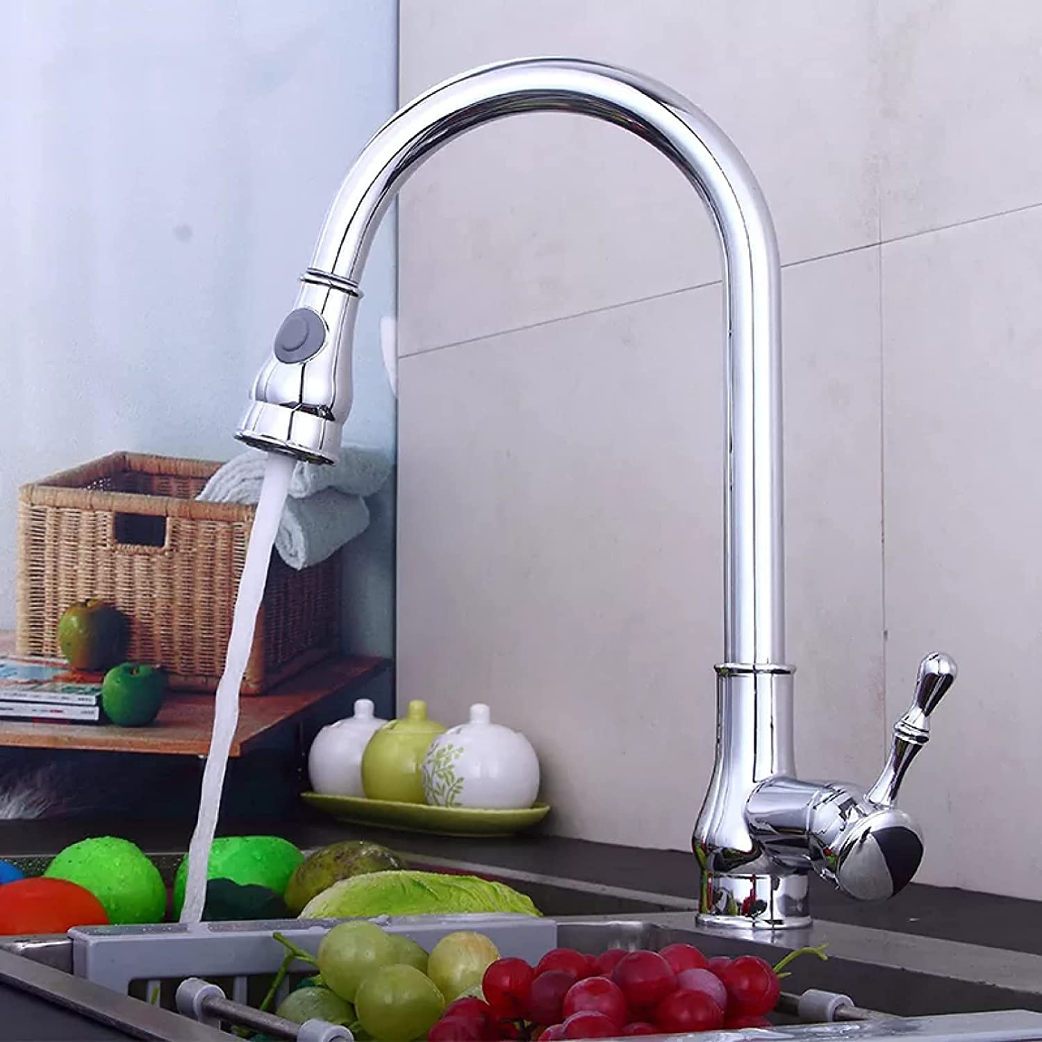 BHFPFZA Brass Pull-Out Kitchen Faucet Rotatable Water Tap for Sink Deck Mounted Drinking Water Mixer Slish & Kitchen Sink Faucets