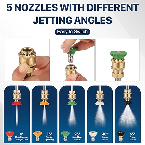 Miniatura 3 de Varita de extensión para lavadora a presión, herramientas de limpieza de canalones de 110 pulgadas desde el suelo, poste de extensión de lavadora