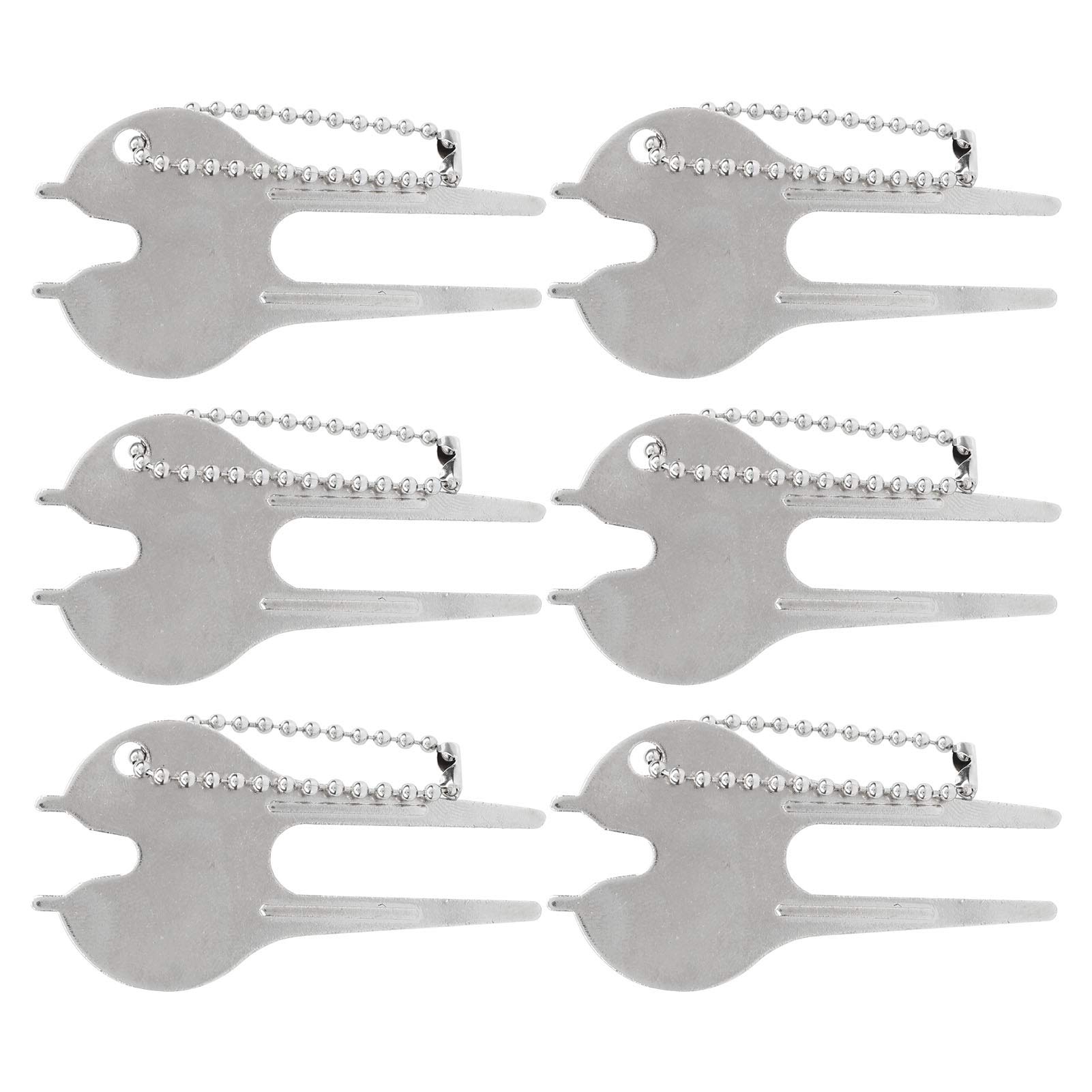 6Pcs Lightweight Green Divot Tool Practical Zinc Alloy Lawn Repair Fork for Friends and Family