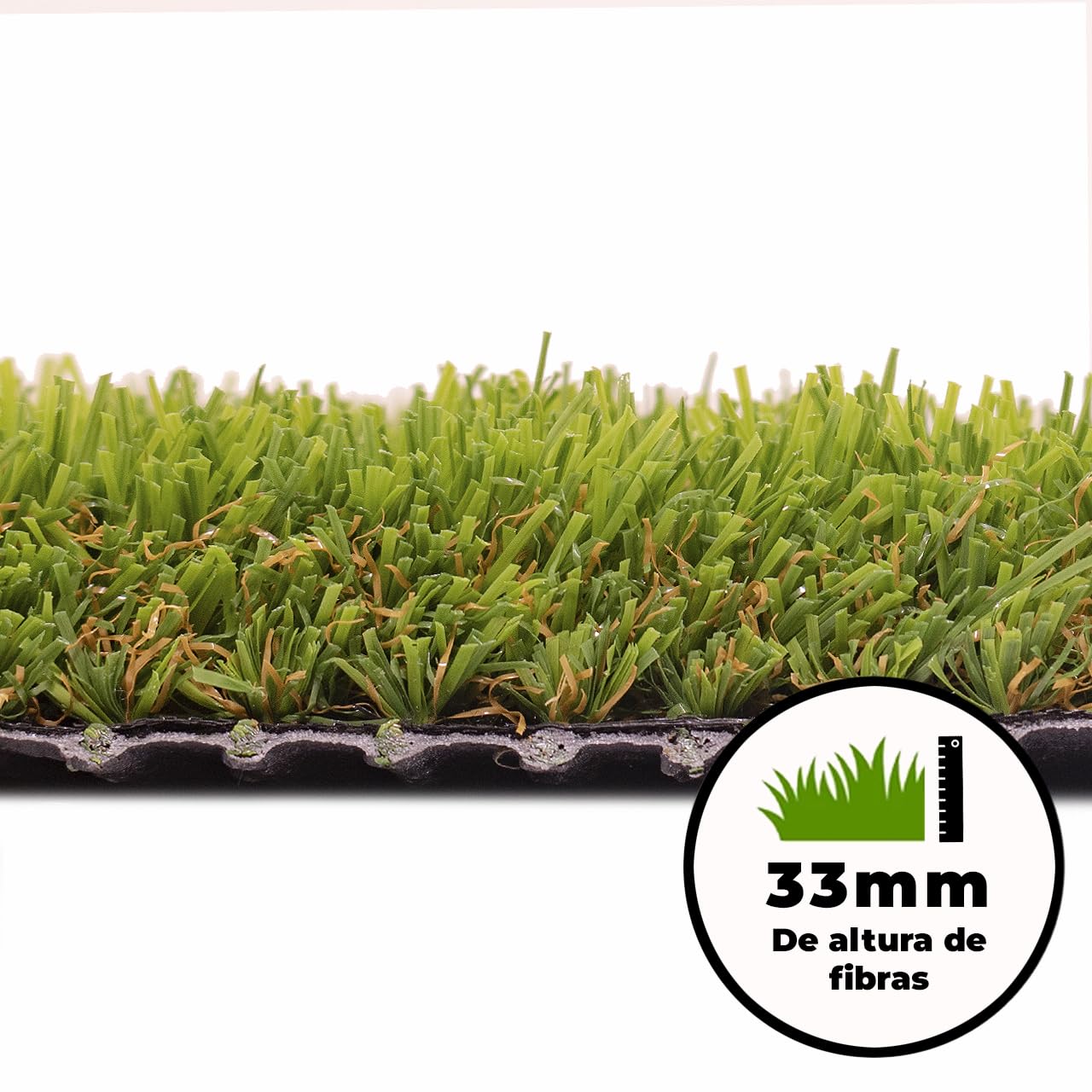 Cesped artificial terraza exterior Maldivas - rollo cesped artificial 2X2.5m 33mm con alta densidad - fácil instalación - piscina, jardin, balcon, buen drenaje