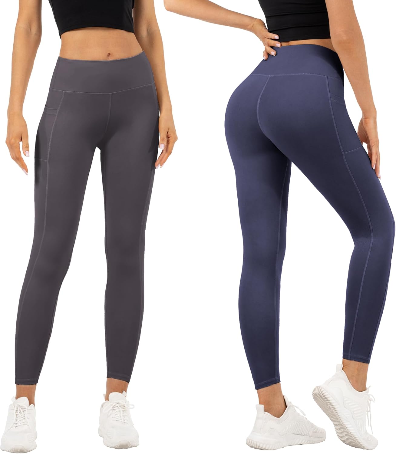 Leggings with Pockets for Women High Waisted Tummy Control Athletic Yoga Pants with Inner Pockers for Workout Running - Image 2