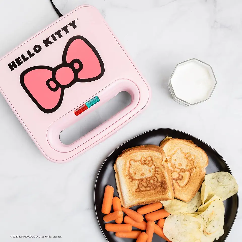 Uncanny Brands Fabricante de Queijo Grelhado Hello Kitty - Panini Press e Churrasqueira Interna Compacta