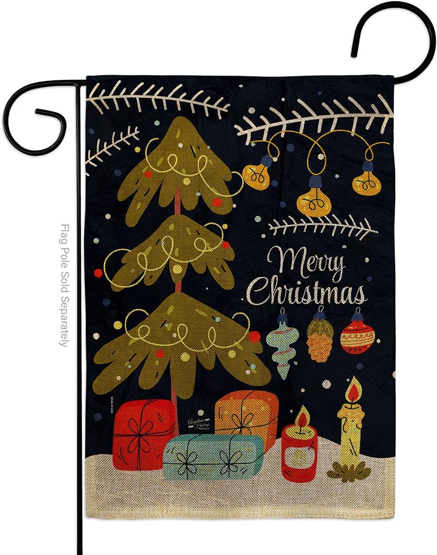 Christmas Vibes Burlap Garden Flag Wintertime Santa Marry Xmas Present Reindeer Season Snow House Decoration Banner Small Yard Gift Double-Sided, Made in USA