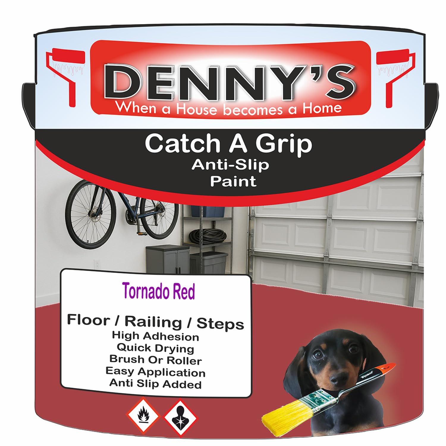 SCOOBYS PAINTS BACK IN THE MIX Catch A Grip Anti Slip Floor Paint – Non Slip Coating for Steps, Railings & Garages – 170 Colours, High Adhesion, Quick Dry, Multiple Sizes (Tornado Red, 250ml Tin)