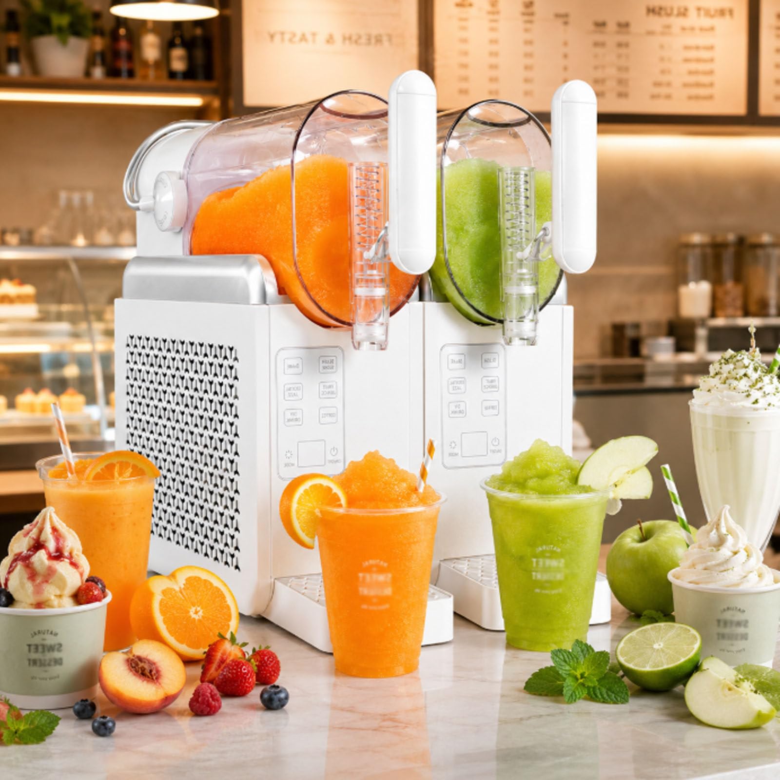 ErShangMao 6 In 1 Slushie Maker Machine,Countertop Cold Drink & Slushy Maker, 550w Soft Serve Ice Cream Machine For Slushies, Coffee Granita, Milkshakes And Chilled Drinks, Touchscreen Control