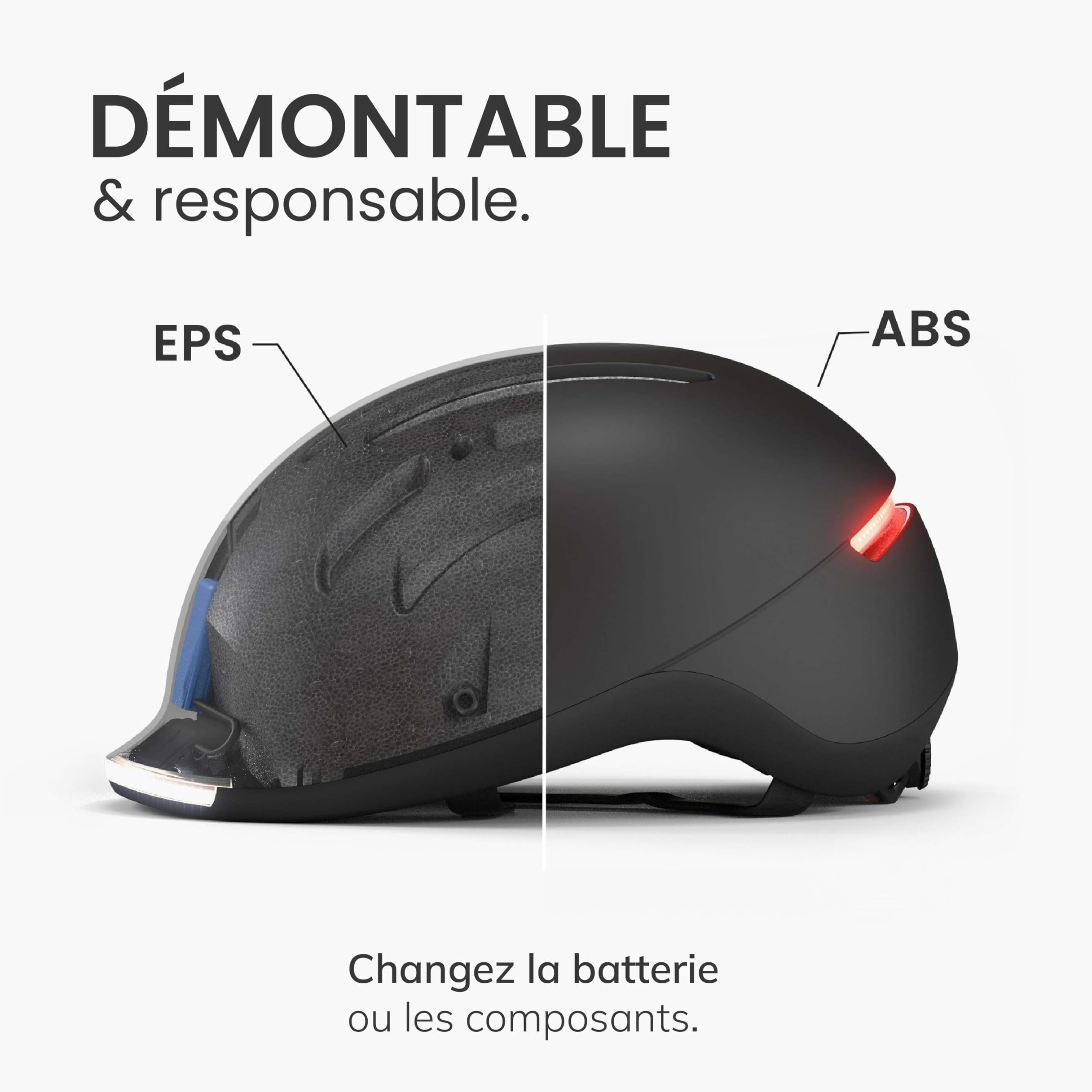 Casque Life pour vélo, Trottinette, avec éclairage Puissant Avant/arrière - Fonction Clignotants - Taille Unique