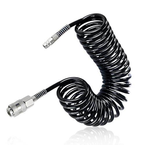 TIANLIN 9M PU Air Compressor Hose Black, with 1/4" Quick