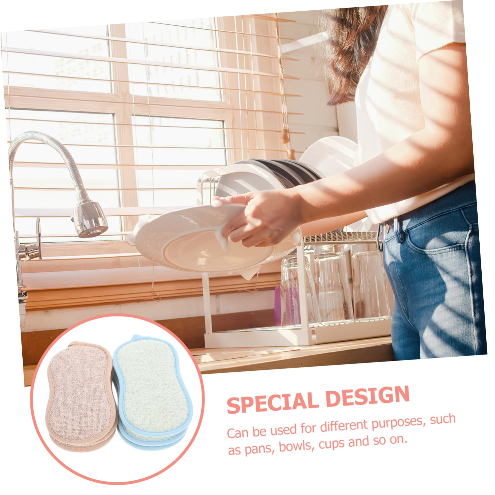 BESTYASH 5 Set Salviette Magiche Per Lavare I Piatti E Le Pentole Lavaggio Spugna Abrasiva Spugne Cucina Comoda Spugna Wok Spugna Wok Compatta Fibra Di Bamboo 6 Pezzi*5