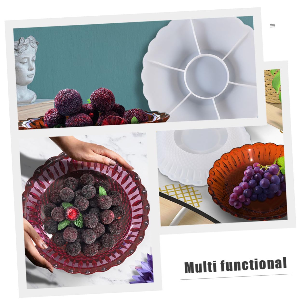 Moule en Silicone pour Plateau de Service Fruité, Grand Motif Dentelé