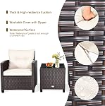 RELAX4LIFE 3-Piece Ensemble de meubles de patio, Chaises en osier 2 w/Coussins, Table à café en verre, Canapé de conversation pour balcon côté piscine, Meubles extérieurs de porche de Rattan (blanc)