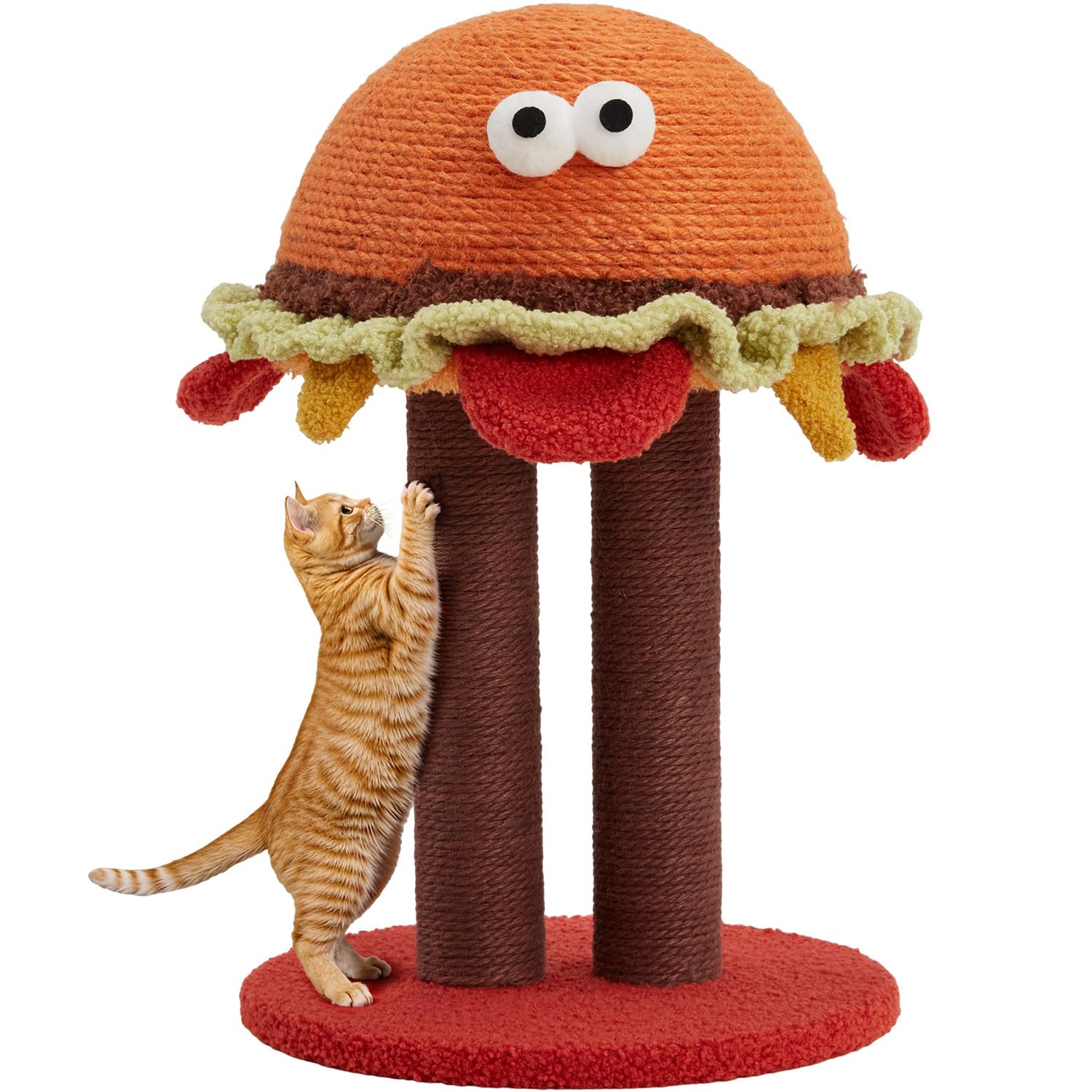 Erinnyees Cat Scratching Post, Hamburger Shape Cute Small Cat Scratcher for Indoor Cats with Sisal Rope, Fun & Functional Furniture Protector for Kittens