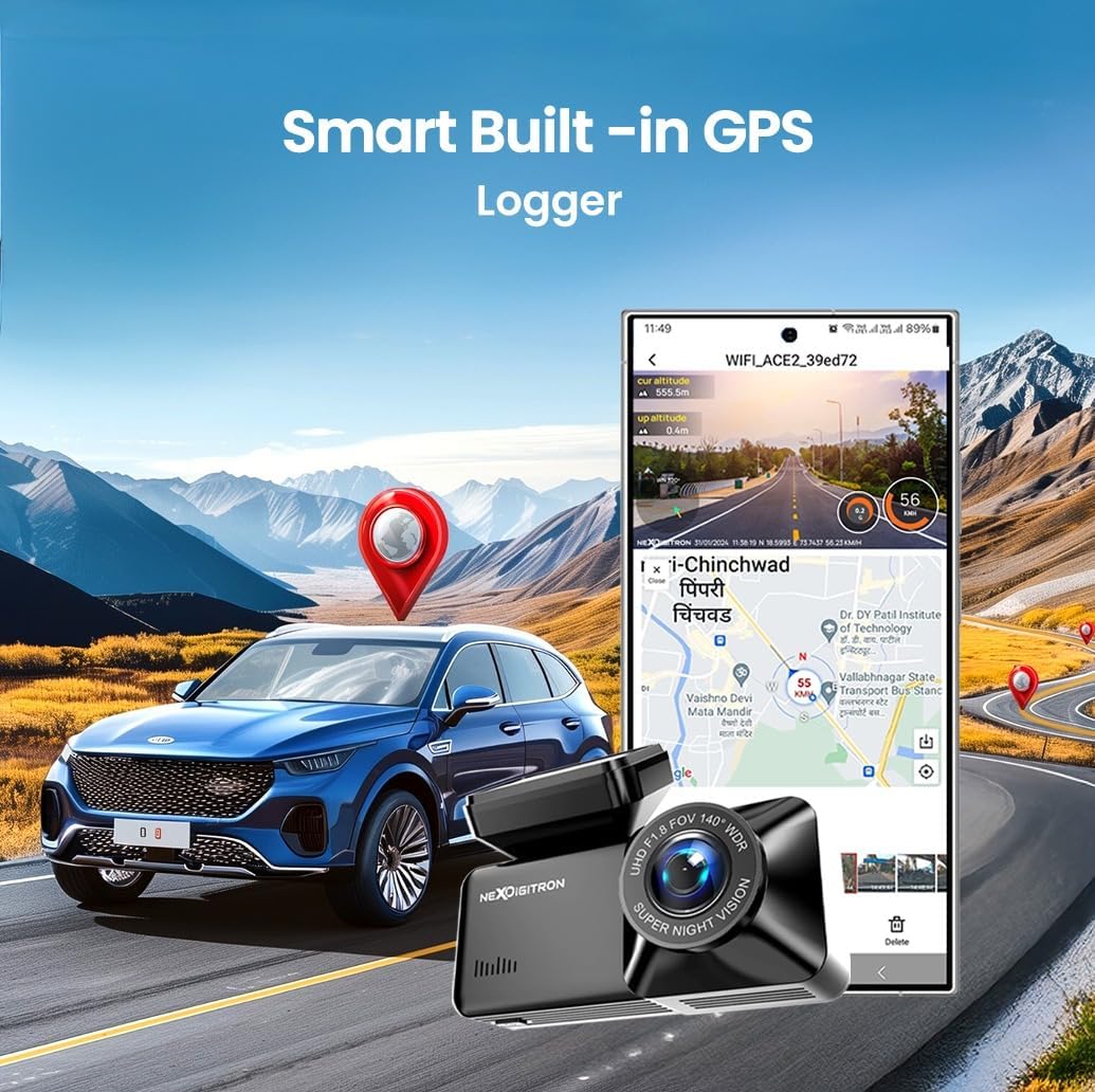 NEXDIGITRON ACE 3 Dual Dash Cam, Native 2.5K & Upscaled 4K Front, Full HD Rear, Built-in GPS Logger, Made in India, Super Capacitor, Wide Angle Lens, Wi-Fi, Parking Mode, Supports up to 256GB — Amazon image 4