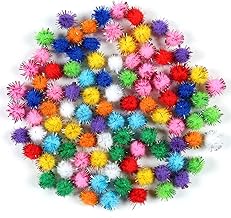 Kingsie 300pcs Bling Colorful Pom Poms Glitter Felt Balls 1cm Clothes Bag Christmas Tree Decoration Decoration Craft Handmade Material
