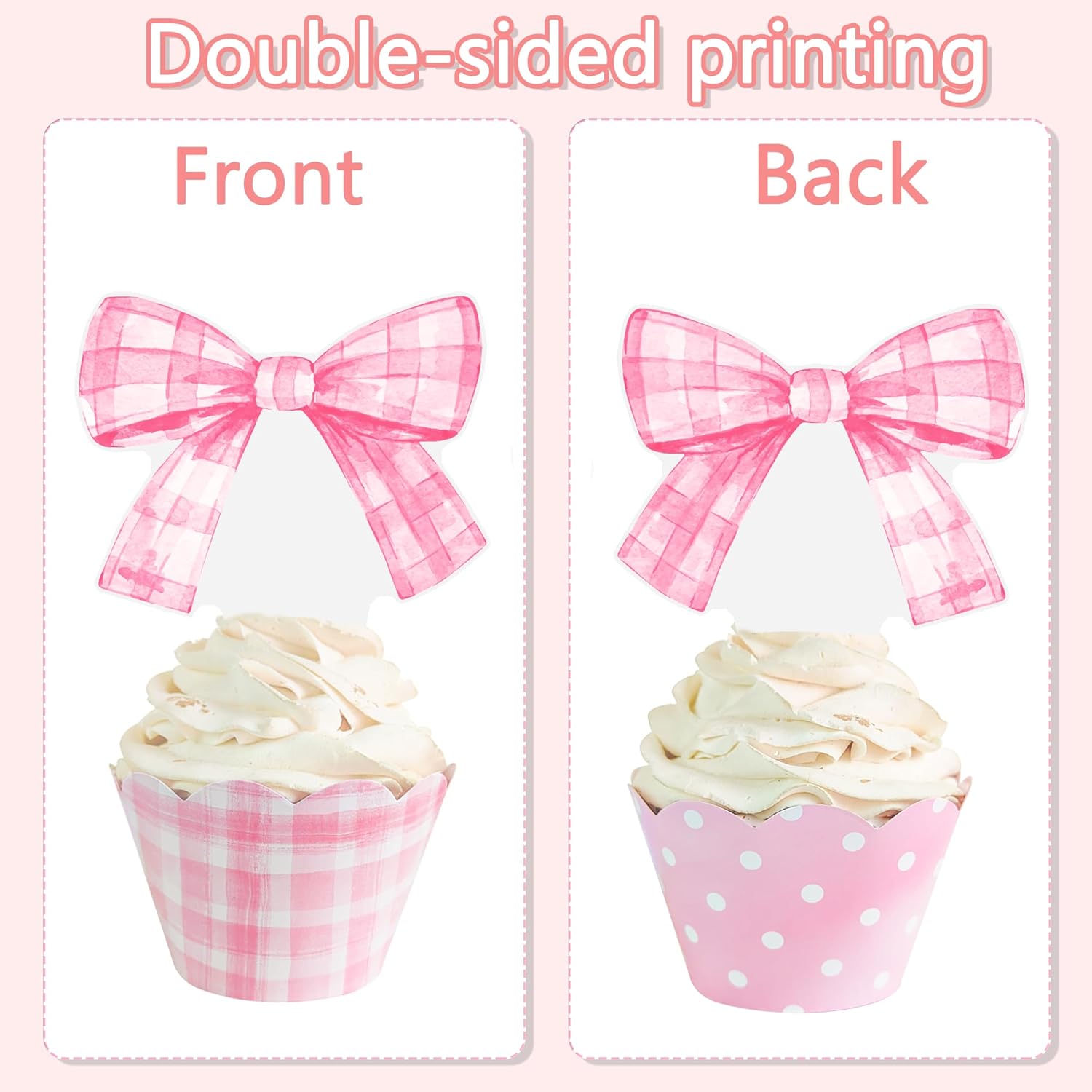 Bow Tie Cupcake Toppers Bow Coquette Birthday Party Decorations 48Pcs Pink Bow Tie Cake Topper Decorations Bow Knot Bachelorette Cupcake Picks for Girls Wedding Birdal Shower Supplies